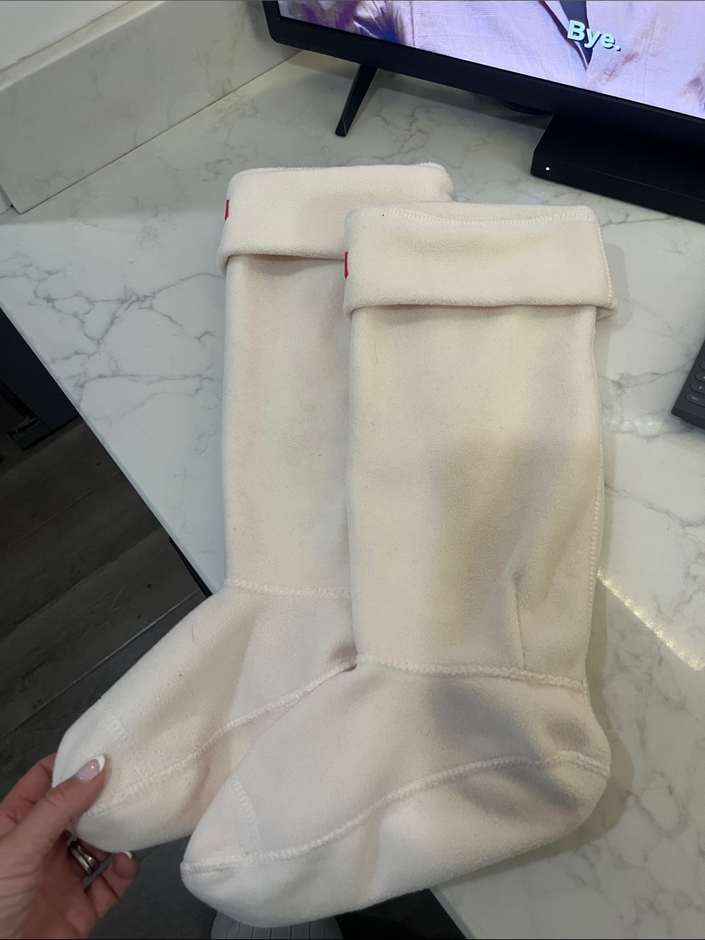 Hunter Cream Fleece Lined Athletic Boot Socks